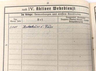 Heer, Wehrstammbuch eines zunächst Angehörigen Infanterie Ersatz Btl 19 München, danach weitere Infanteristische Einheiten, Heereswaffenmeisterschule, zuletzt Beobachtungs Ersatz und Ausbildungs Abteilung 7.