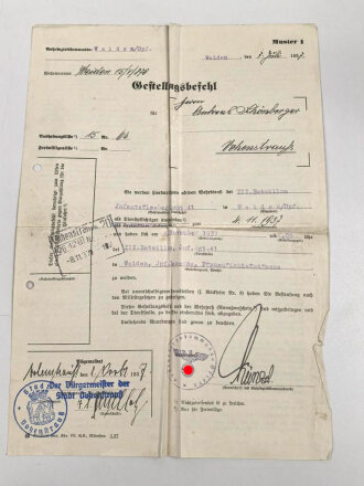 Heer, Wehrstammbuch eines Angehörigen zunächst MG Kompanie Infanterie Regiment 41 Weiden, dann Kriegsschule Dresden, Grenadier Regiment 476, entlassen am 15.8.44. SA Sportabzeichen, Rußlandfeldzug