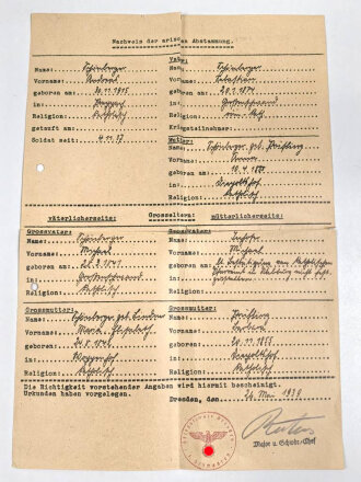 Heer, Wehrstammbuch eines Angehörigen zunächst MG Kompanie Infanterie Regiment 41 Weiden, dann Kriegsschule Dresden, Grenadier Regiment 476, entlassen am 15.8.44. SA Sportabzeichen, Rußlandfeldzug