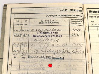 Heer, Wehrstammbuch eines Angehörigen zunächst MG Kompanie Infanterie Regiment 41 Weiden, dann Kriegsschule Dresden, Grenadier Regiment 476, entlassen am 15.8.44. SA Sportabzeichen, Rußlandfeldzug