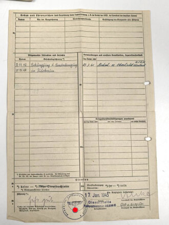 Heer , Wehrstammbuch eines Angehörigen zunächst Infanterie Ersatz Batl. 72 Karlsbad, danach etliche weitere Einheiten, zuletzt Panzer Grenadier Sturmbtl 2. Panzerarmee. Besetzung des Departemets Indre et Loire , Ende 1943 Bekämpfung der Bandenbewegung im