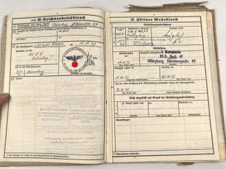 Heer, Wehrstammbuch eines Angehörigen zunächst MG Batl. 47 Würzburg, später unter anderem Panzerjäger Ersatz Abteilung 10, Grenadier Ers. btl 55, zuletzt Panzerjäger Abteilung 218.