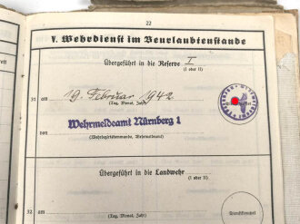 Heer, Wehrstammbuch eines Angehörigen zunächst MG Batl. 47 Würzburg, später unter anderem Panzerjäger Ersatz Abteilung 10, Grenadier Ers. btl 55, zuletzt Panzerjäger Abteilung 218.