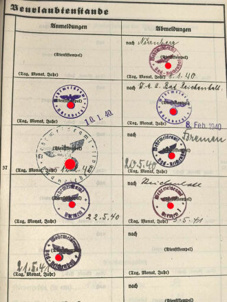 Luftwaffe, Wehrstammbuch eines Angehörigen zunächst Fliegerausbildungsregiment 23 Kaufbeuren, dann unter anderem Aufklärungsstaffel 4, Kampfgeschwader 51.