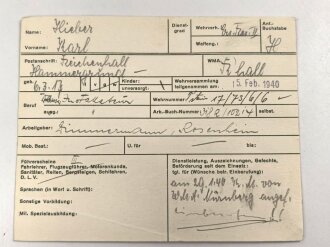 Luftwaffe, Wehrstammbuch eines Angehörigen zunächst Fliegerausbildungsregiment 23 Kaufbeuren, dann unter anderem Aufklärungsstaffel 4, Kampfgeschwader 51.