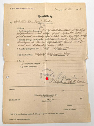 Luftwaffe, Wehrstammbuch eines Angehörigen zunächst Fliegerausbildungsregiment 23 Kaufbeuren, dann unter anderem Aufklärungsstaffel 4, Kampfgeschwader 51.