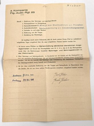 Luftwaffe, Wehrstammbuch eines Angehörigen zunächst Fliegerausbildungsregiment 23 Kaufbeuren, dann unter anderem Aufklärungsstaffel 4, Kampfgeschwader 51.