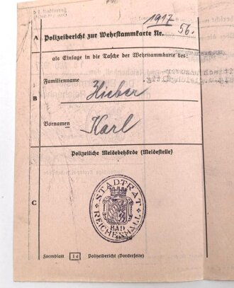 Luftwaffe, Wehrstammbuch eines Angehörigen zunächst Fliegerausbildungsregiment 23 Kaufbeuren, dann unter anderem Aufklärungsstaffel 4, Kampfgeschwader 51.