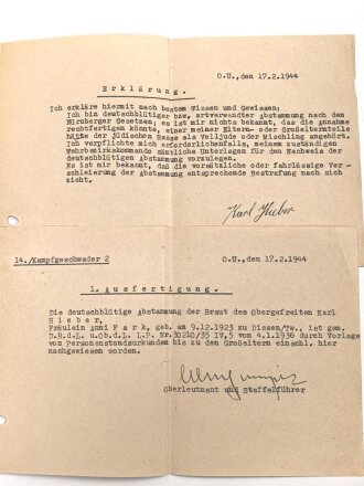 Luftwaffe, Wehrstammbuch eines Angehörigen zunächst Fliegerausbildungsregiment 23 Kaufbeuren, dann unter anderem Aufklärungsstaffel 4, Kampfgeschwader 51.