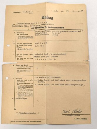 Luftwaffe, Wehrstammbuch eines Angehörigen zunächst Fliegerausbildungsregiment 23 Kaufbeuren, dann unter anderem Aufklärungsstaffel 4, Kampfgeschwader 51.