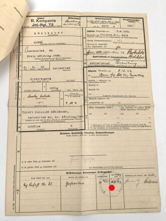 Heer, Wehrstammbuch eines Angehörigen zunächst Infanterie Ersatz Btl. 342, danach weitere Infanteristische Einheiten, zuletzt Grenadier Regiment 72. Rußlandfeldzug, Angriff zur Eroberung der Festung Sewastopol,