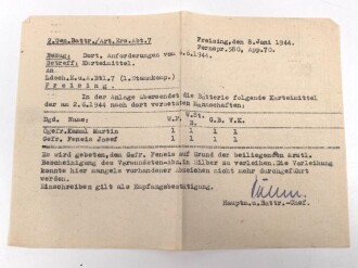 Heer, Wehrstammbuch eines Angehörigen der Artillerie Ersatz Abteilung 114 Eger, danach diverse weitere Artillerieabteilungen, am 20.7.44 entlassen. Eingetragenes Verwundetenabzeichen schwarz und silber, Rußlandfeldzug.