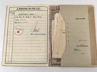 Heer, Wehrstammbuch eines Angehörigen zunächst Artillerie Ersatz Abteilung Regensburg, danach weitere Artillereinheiten, Rußlandfeldzug, eingetragene Ostmedaille.