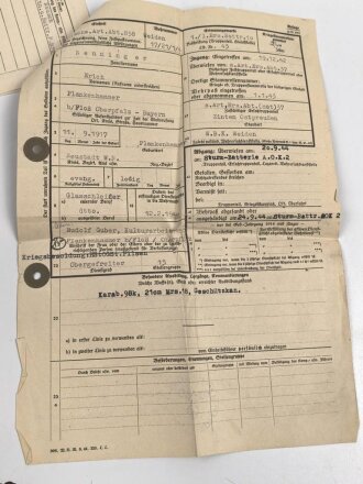 Heer, Wehrstammbuch eines Angehörigen zunächst Artillerie Ersatz Abteilung Regensburg, danach weitere Artillereinheiten, Rußlandfeldzug, eingetragene Ostmedaille.