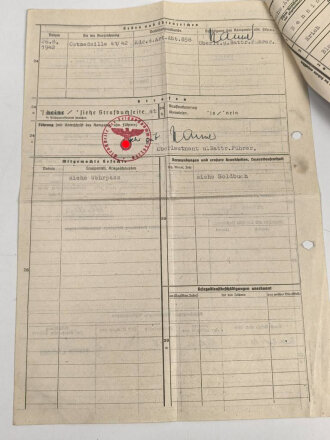 Heer, Wehrstammbuch eines Angehörigen zunächst Artillerie Ersatz Abteilung Regensburg, danach weitere Artillereinheiten, Rußlandfeldzug, eingetragene Ostmedaille.