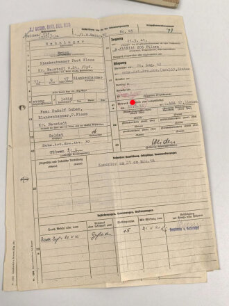 Heer, Wehrstammbuch eines Angehörigen zunächst Artillerie Ersatz Abteilung Regensburg, danach weitere Artillereinheiten, Rußlandfeldzug, eingetragene Ostmedaille.