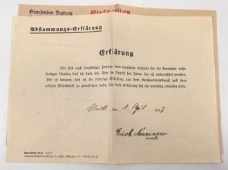 Heer, Wehrstammbuch eines Angehörigen zunächst Artillerie Ersatz Abteilung Regensburg, danach weitere Artillereinheiten, Rußlandfeldzug, eingetragene Ostmedaille.