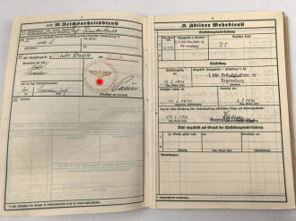 Heer, Wehrstammbuch eines Angehörigen zunächst Artillerie Ersatz Abteilung Regensburg, danach weitere Artillereinheiten, Rußlandfeldzug, eingetragene Ostmedaille.