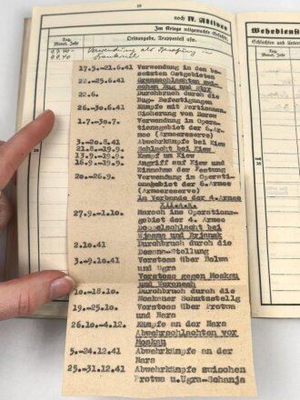 Heer, Wehrstammbuch eines Angehörigen zunächst Artillerie Ersatz Abteilung Regensburg, danach weitere Artillereinheiten, Rußlandfeldzug, eingetragene Ostmedaille.