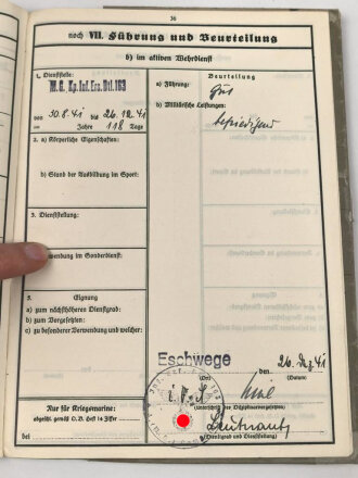 Heer, Wehrstammbuch eines Angehörigen  zunächst Infanterie Ersatz Btl 97 Eger, danach I.R. 163, entlassen am 14.12.42.