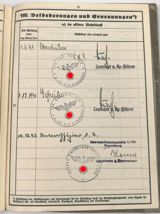 Heer, Wehrstammbuch eines Angehörigen  zunächst Infanterie Ersatz Btl 97 Eger, danach I.R. 163, entlassen am 14.12.42.