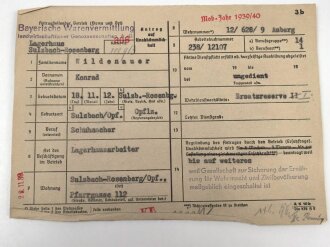 Heer, Wehrstammbuch eines Angehörigen  zunächst Infanterie Ersatz Btl 97 Eger, danach I.R. 163, entlassen am 14.12.42.