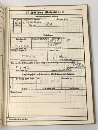 Heer, Wehrstammbuch eines Angehörigen  zunächst Infanterie Ersatz Btl 97 Eger, danach I.R. 163, entlassen am 14.12.42.