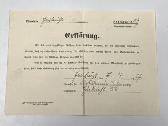 Heer, Wehrstammbuch eines Angehörigen im Infanterie Regiment 41 Amberg.