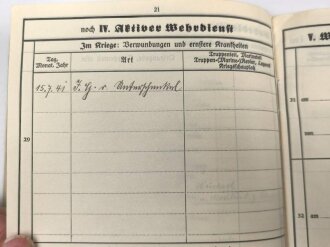 Heer, Wehrstammbuch eines Angehörigen im Infanterie Regiment 41 Amberg.