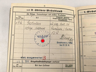 Heer, Wehrstammbuch eines Angehörigen zunächst Erg. Komp. Amberg, dann Infanterie Regiment 481 und 456, Landesschützen Batl.514.