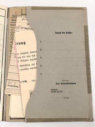 Heer, Wehrstammbuch eines Angehörigen zunächst Erg. Komp. Amberg, dann Infanterie Regiment 481 und 456, Landesschützen Batl.514.