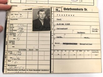 Heer, Wehrstammbuch eines Angehörigen zunächst Erg. Komp. Amberg, dann Infanterie Regiment 481 und 456, Landesschützen Batl.514.