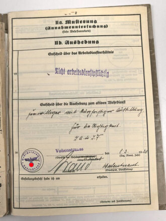 Heer, Wehrstammbuch eines Angehörigen zunächst Erg. Komp. Amberg, dann Infanterie Regiment 481 und 456, Landesschützen Batl.514.