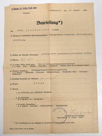 Heer, Wehrstammbuch eines Angehörigen zunächst Pionier Ersatz Btl. 46 Regensburg, danach verschiedene Grenadier und Pionier Einheiten.