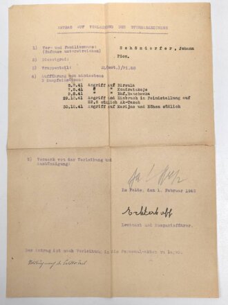 Heer, Wehrstammbuch eines Angehörigen zunächst Pionier Ersatz Btl. 46 Regensburg, danach verschiedene Grenadier und Pionier Einheiten.