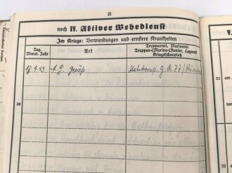 Heer, Wehrstammbuch eines Angehörigen zunächst Pionier Ersatz Btl. 46 Regensburg, danach verschiedene Grenadier und Pionier Einheiten.