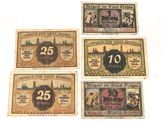 Stadt Glogau, 5 Notgeldscheine