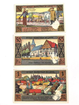 Stadt Brárntrup in Lippe, 3 Notgeldscheine