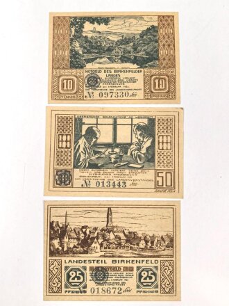 Birkenfeld, 3 Notgeldscheine