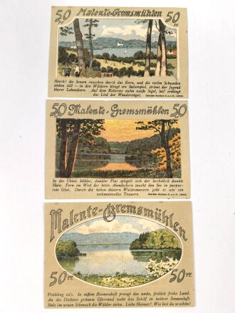 Malente-Gremsmühlen, 3 Notgeldscheine