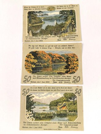 Malente-Gremsmühlen, 3 Notgeldscheine