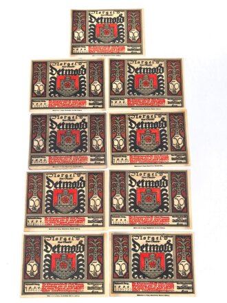 Detmold,  9 Notgeldscheine