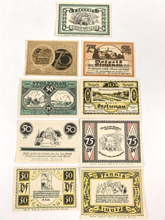 Stolzenau,  9 Notgeldscheine