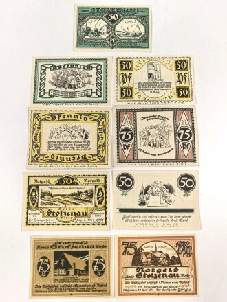 Stolzenau,  9 Notgeldscheine