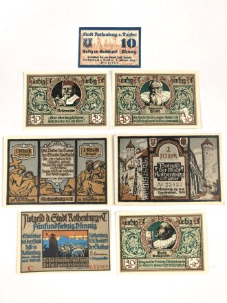 Rothenburg ob der Tauber,  7 Notgeldscheine