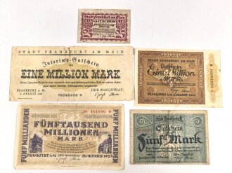 Frankfurt am Main,  5 Notgeldscheine