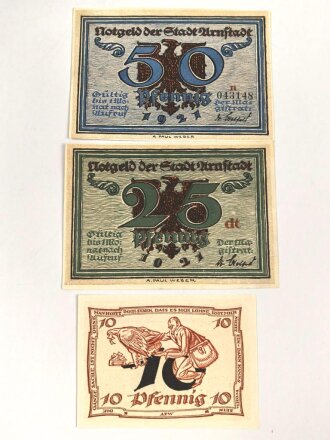 Arnstadt,  3 Notgeldscheine