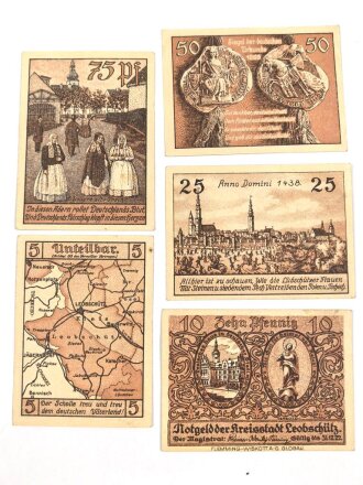 Leobschütz, 5 Notgeldscheine