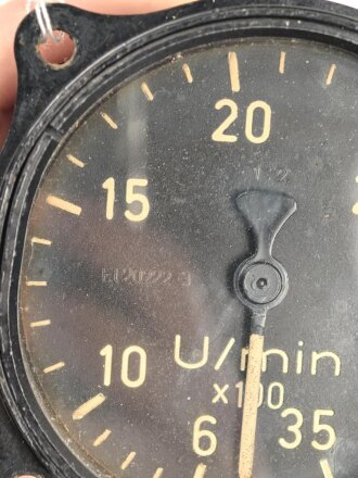 Luftwaffe, Nah-Drehzahlmesser Fl 20222-3, Funktion nicht geprüft.Eingebaut in: z.B. Messerschmitt Bf 109, Focke-Wulf FW 19