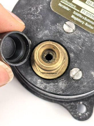 Luftwaffe Einfach Druckmesser Fl 20516-3. Funktion nicht geprüft, so unter anderem in He162 verbaut, Unverbautes Stück im originalen Umkarton